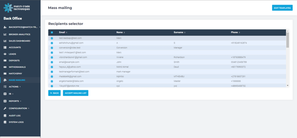 Expanding the mass mailing possibilities in our CRM
